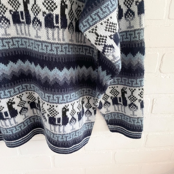 Alpaca Zipped Knit cardigan Sweater Alpaca Wool Fair Isle Hygge Southwestern L - Picture 13 of 14